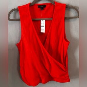 J.Crew Red Ribbed Wrap Tank Top Medium NWT
